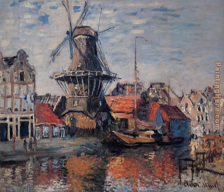 The Windmill on the Onbekende Canal Amsterdam painting - Claude Monet The Windmill on the Onbekende Canal Amsterdam art painting